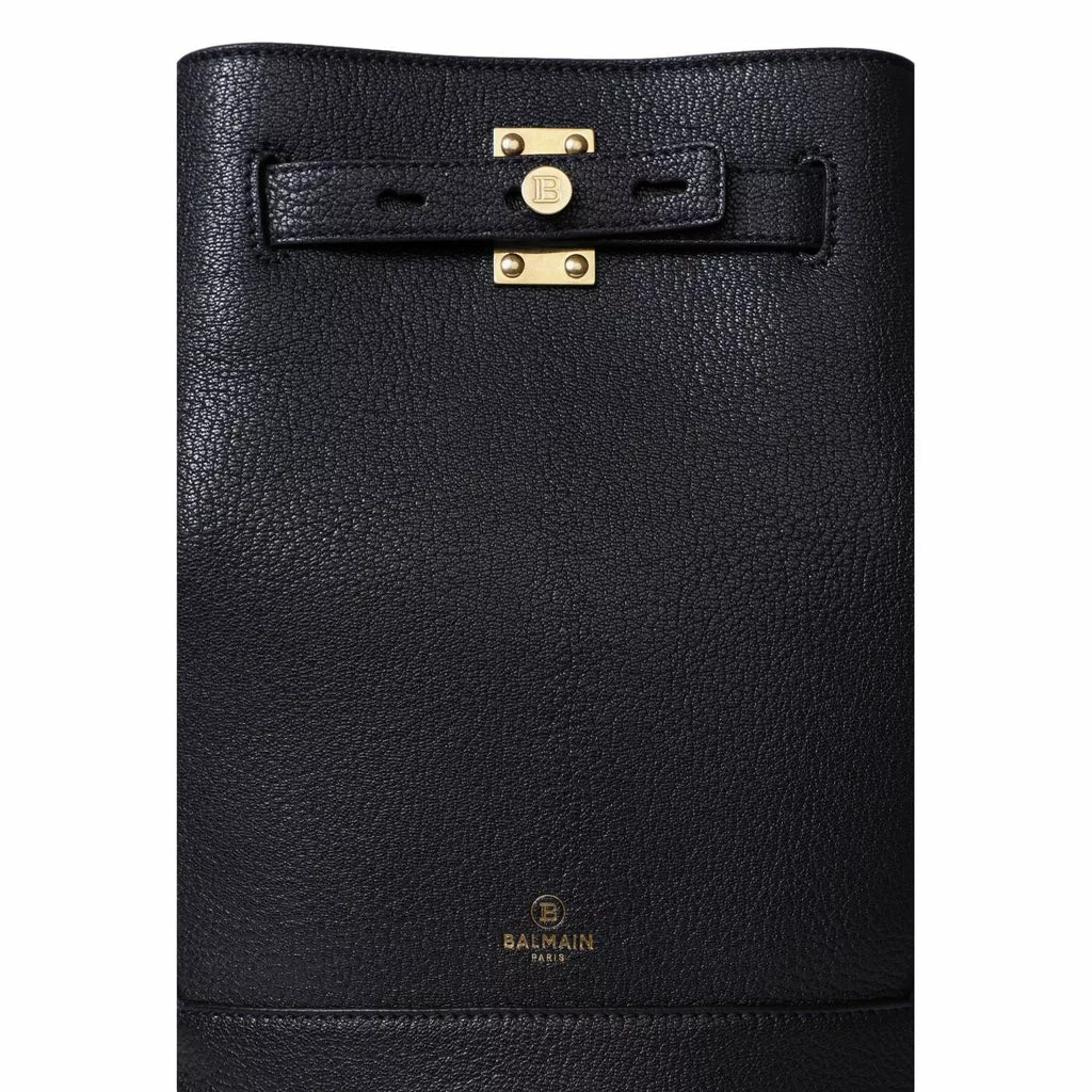 Balmain B-Belted 27 Black Goat Leather Convertible Backpack Bucket Balmain B-Belted 27 Black Goat Leather Convertible Backpack Bucket | Image 10
