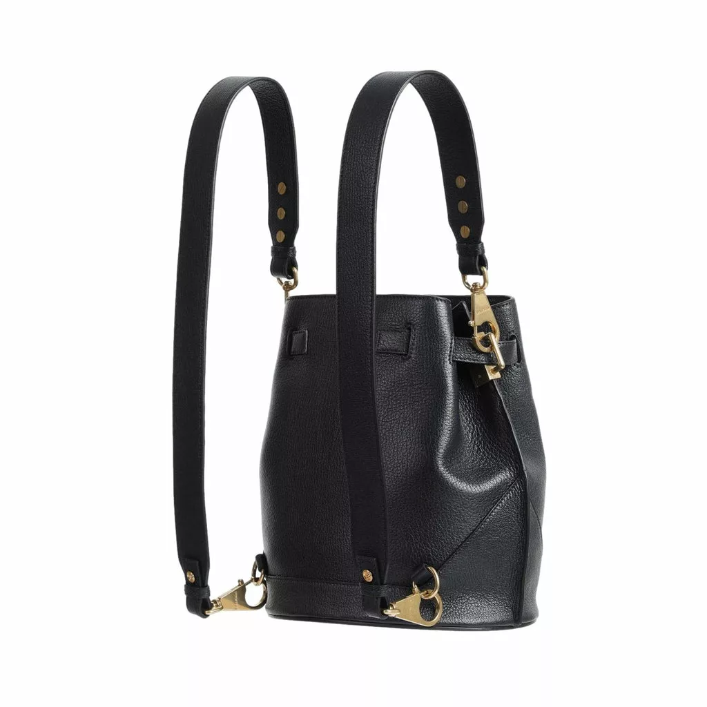 Balmain B-Belted 27 Black Goat Leather Convertible Backpack Bucket Balmain B-Belted 27 Black Goat Leather Convertible Backpack Bucket | Image 8