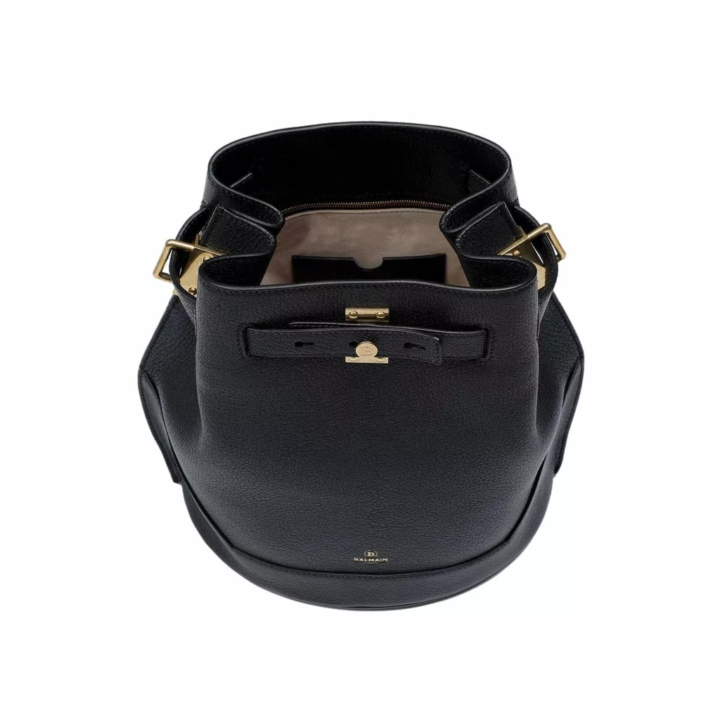 Balmain B-Belted 27 Black Goat Leather Convertible Backpack Bucket Balmain B-Belted 27 Black Goat Leather Convertible Backpack Bucket | Image 6