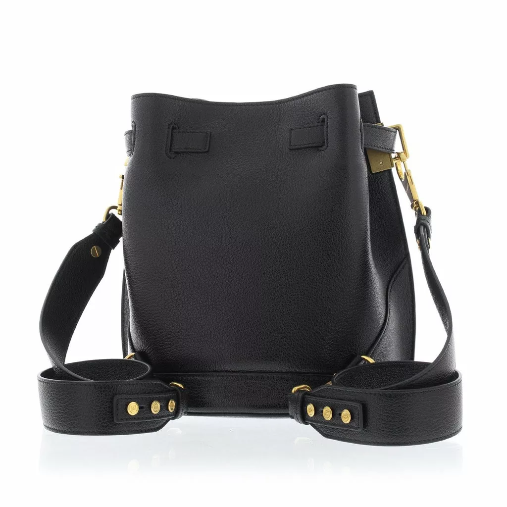 Balmain B-Belted 27 Black Goat Leather Convertible Backpack Bucket Balmain B-Belted 27 Black Goat Leather Convertible Backpack Bucket | Image 5