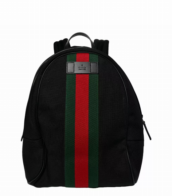 Gucci Black Canvas Web Stripe Backpack | Image 1
