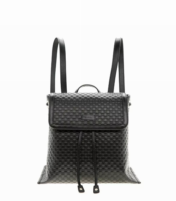 Gucci Microguccisima Black Leather Drawstring Backpack | Image 1