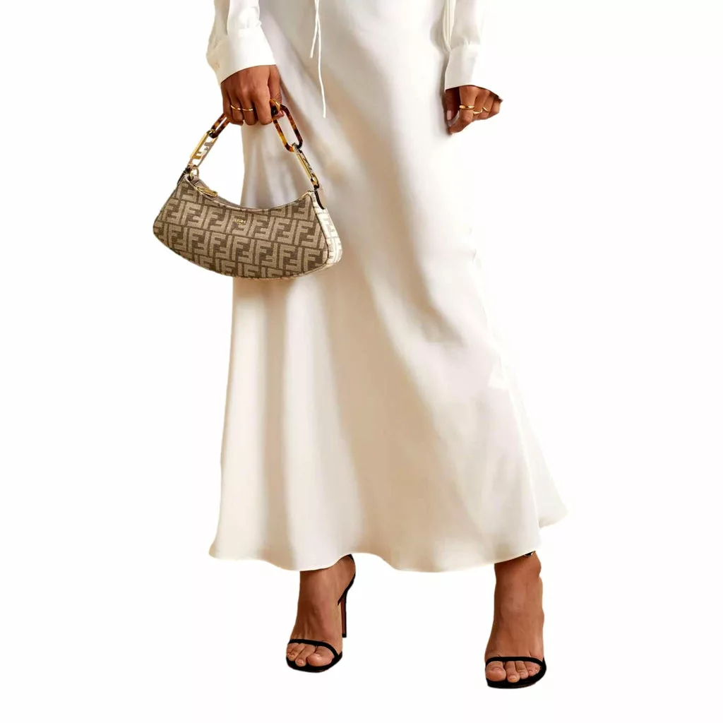 Fendi O'Lock Swing FF Logo Tortora Gray Chenille Shoulder Fendi O'Lock Swing FF Logo Tortora Gray Chenille Shoulder | Image 6