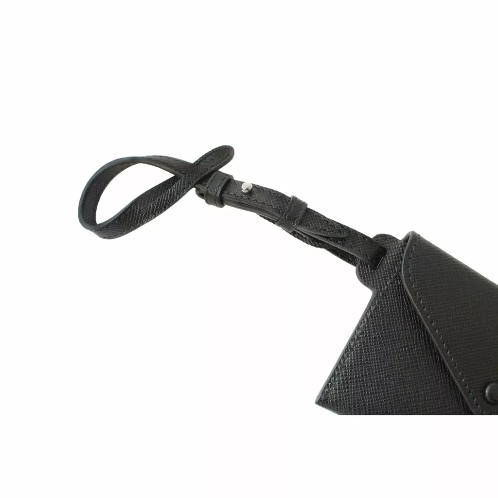 Prada Black Saffiano Leather Envelope Luggage Tag Keychain Prada Black Saffiano Leather Envelope Luggage Tag Keychain | Image 7