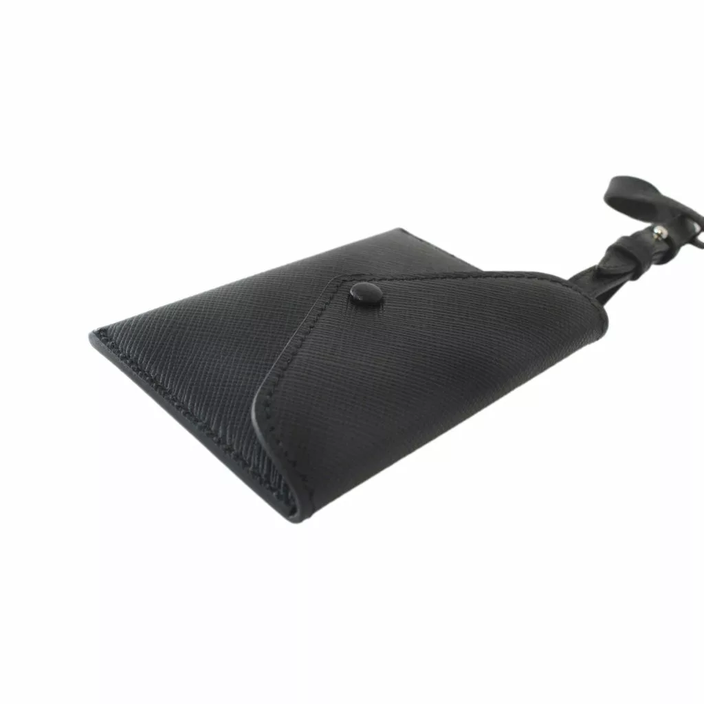 Prada Black Saffiano Leather Envelope Luggage Tag Keychain Prada Black Saffiano Leather Envelope Luggage Tag Keychain | Image 5