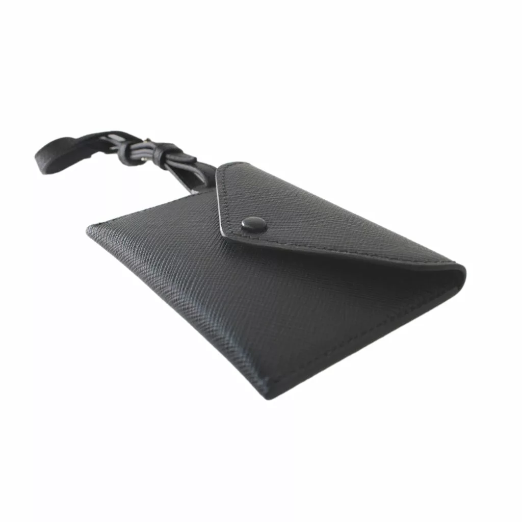 Prada Black Saffiano Leather Envelope Luggage Tag Keychain Prada Black Saffiano Leather Envelope Luggage Tag Keychain | Image 3