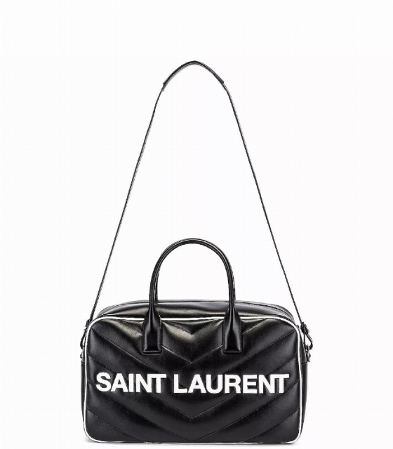Saint Laurent Miles Logo Black Calf Leather Duffel Bowling Bag | Image 1