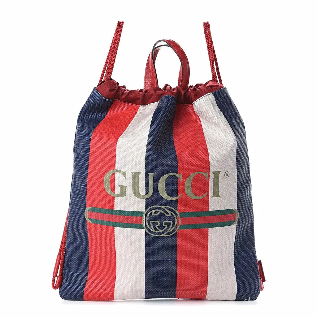 Gucci Zaino Multicolor Canvas Striped Drawstring Tote Backpack Gucci Zaino Multicolor Canvas Striped Drawstring Tote Backpack | Image 7