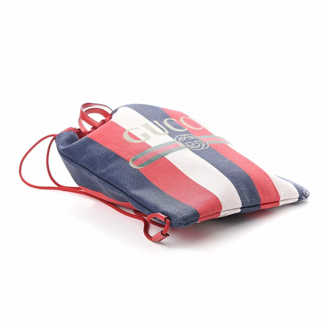 Gucci Zaino Multicolor Canvas Striped Drawstring Tote Backpack Gucci Zaino Multicolor Canvas Striped Drawstring Tote Backpack | Image 3