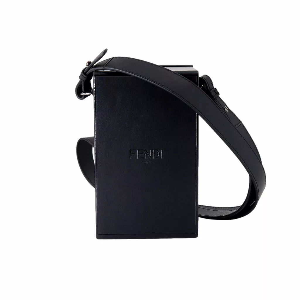 Fendi Roma Vertical Box Black Leather Shoulder Bag Fendi Roma Vertical Box Black Leather Shoulder Bag | Image 1