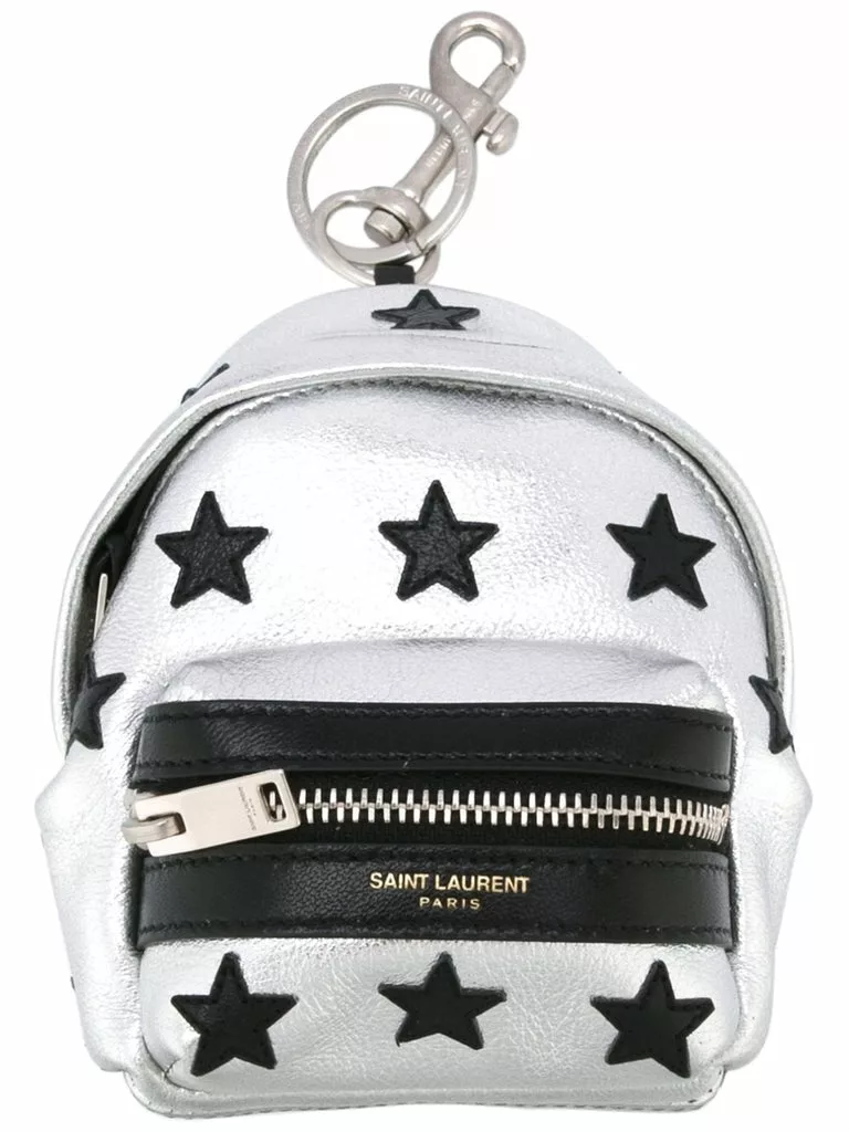 Saint Laurent Silver/Black Unisex Zip Backpack Key Chain Black Stars Saint Laurent Silver/Black Unisex Zip Backpack Key Chain Black Stars | Image 2
