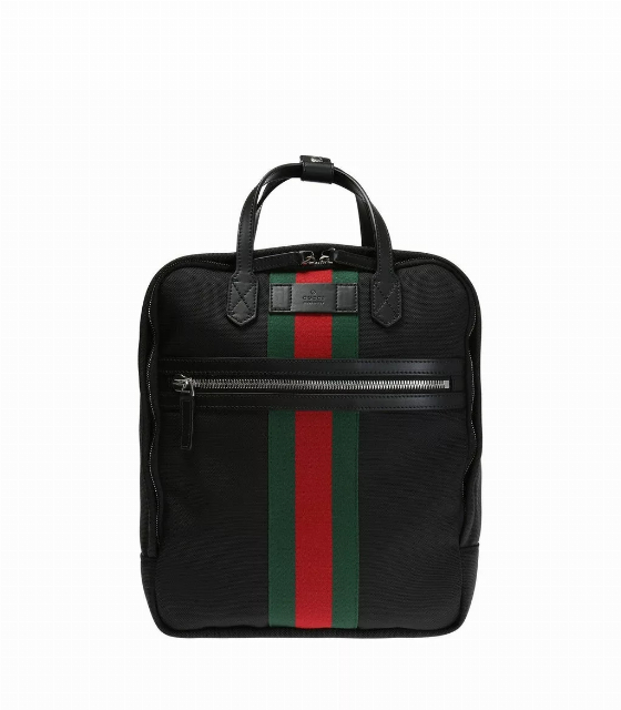 Gucci Techno Black Canvas Web Stripe Backpack | Image 1