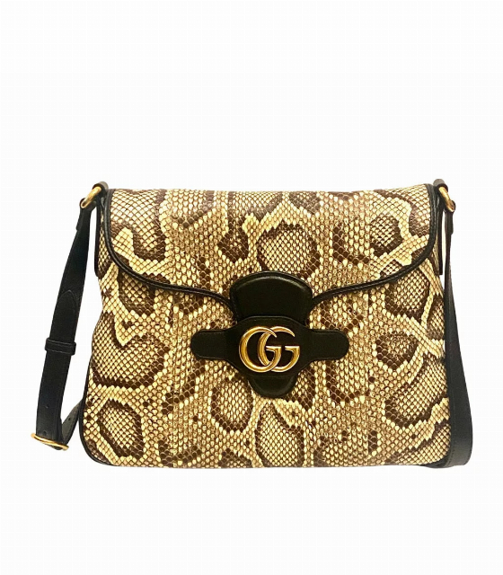 Gucci GG Neutral Python Printed Leather Shoulder Bag | Image 1