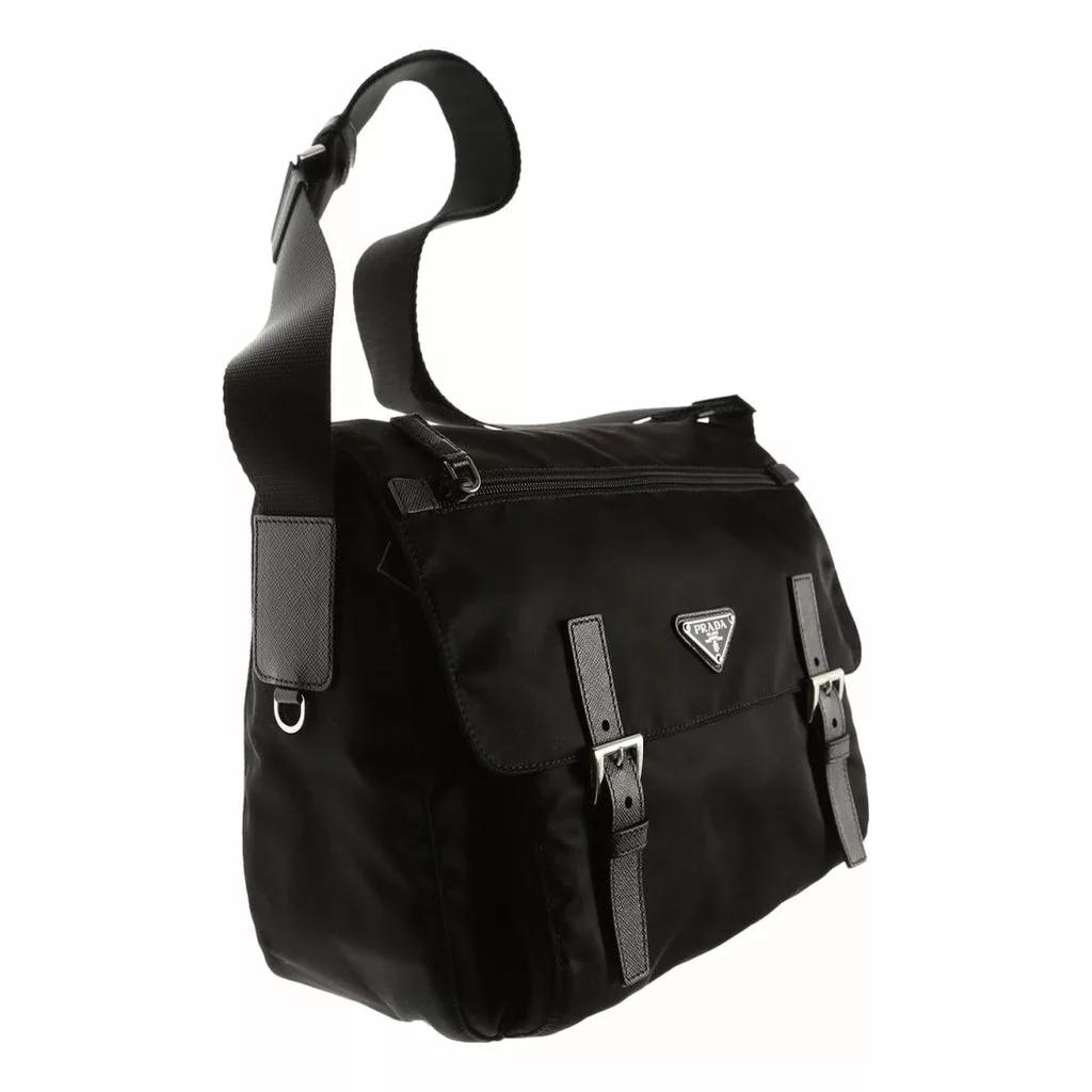 Prada Black Nylon Triangle Logo Messenger Bag Prada Black Nylon Triangle Logo Messenger Bag | Image 4