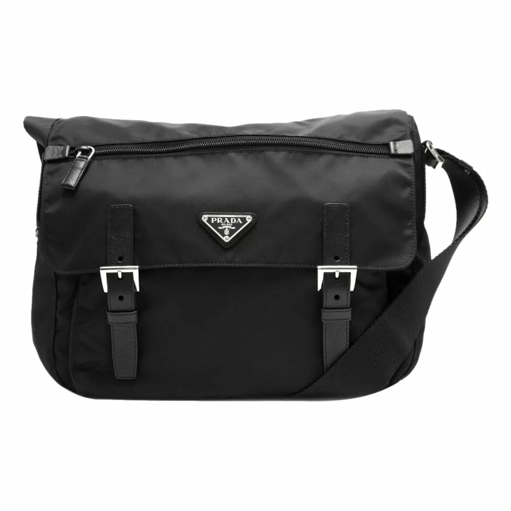 Prada Black Nylon Triangle Logo Messenger Bag Prada Black Nylon Triangle Logo Messenger Bag | Image 3