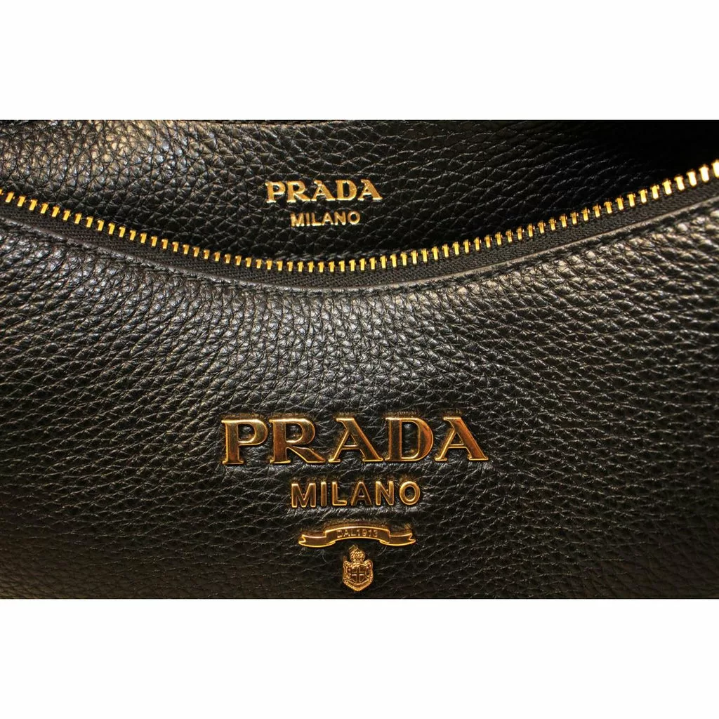 Prada Black Vitello Phenix Leather Web Stripe Strap Crossbody Prada Black Vitello Phenix Leather Web Stripe Strap Crossbody | Image 9