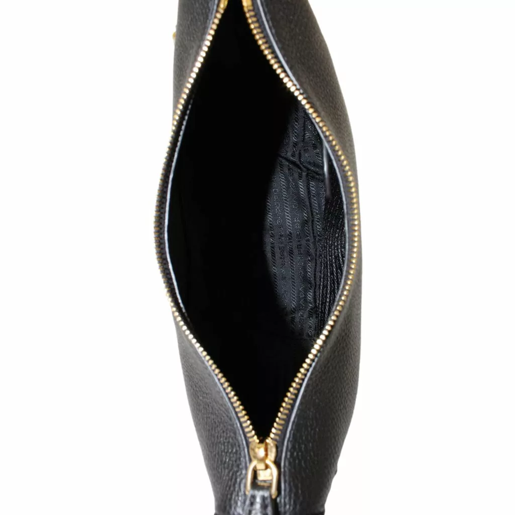 Prada Black Vitello Phenix Leather Web Stripe Strap Crossbody Prada Black Vitello Phenix Leather Web Stripe Strap Crossbody | Image 7