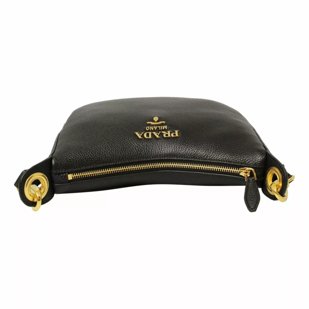 Prada Black Vitello Phenix Leather Web Stripe Strap Crossbody Prada Black Vitello Phenix Leather Web Stripe Strap Crossbody | Image 5