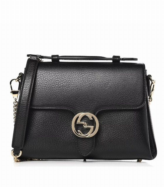 Gucci Interlocking G Black Leather Chain Shoulder Bag | Image 1