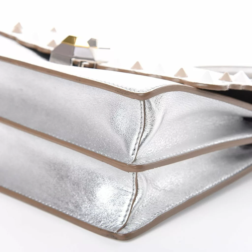 Fendi Kan I Metallic Silver Calfskin Scalloped Studded Bag Fendi Kan I Metallic Silver Calfskin Scalloped Studded Bag | Image 6