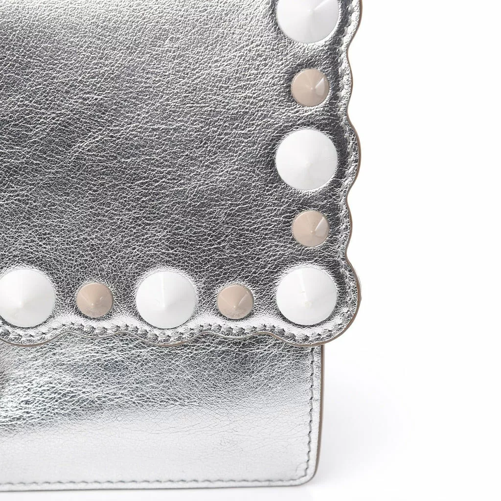 Fendi Kan I Metallic Silver Calfskin Scalloped Studded Bag Fendi Kan I Metallic Silver Calfskin Scalloped Studded Bag | Image 7