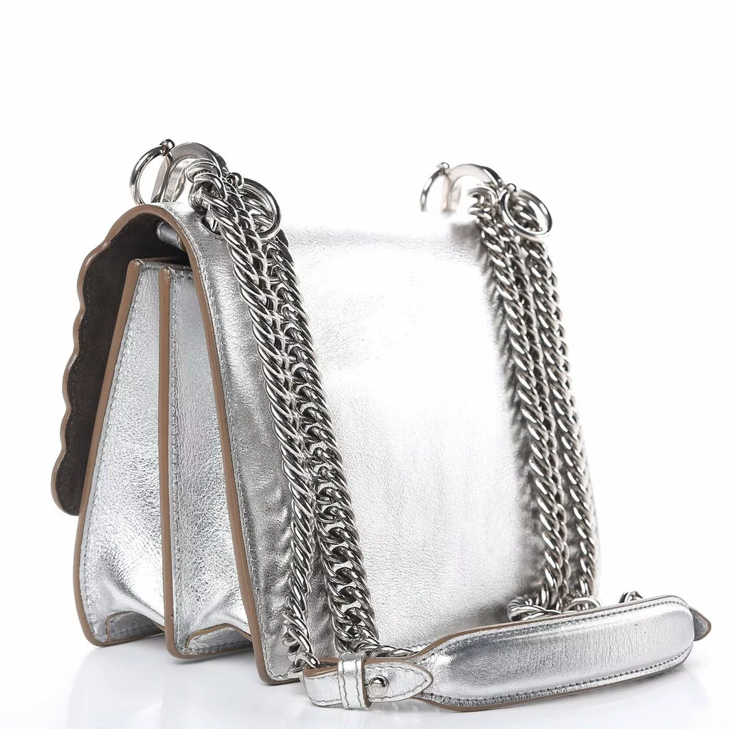 Fendi Kan I Metallic Silver Calfskin Scalloped Studded Bag Fendi Kan I Metallic Silver Calfskin Scalloped Studded Bag | Image 3