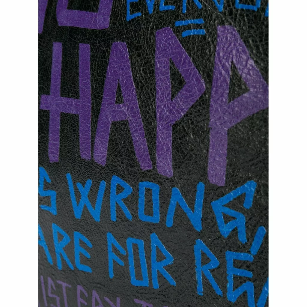 Balenciaga Bazar Graffiti Purple Blue Black Arena Leather Pouch Balenciaga Bazar Graffiti Purple Blue Black Arena Leather Pouch | Image 5