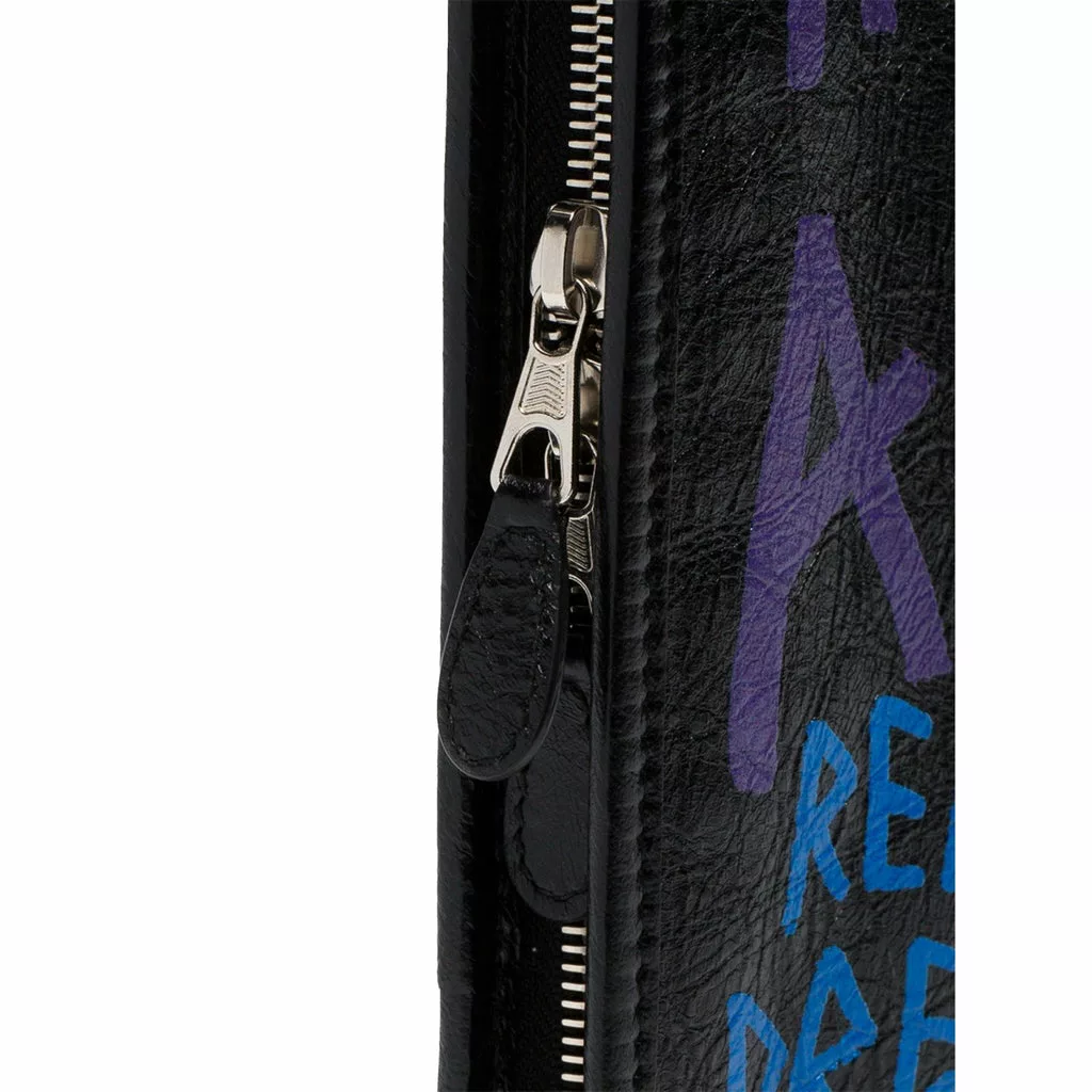 Balenciaga Bazar Graffiti Purple Blue Black Arena Leather Pouch Balenciaga Bazar Graffiti Purple Blue Black Arena Leather Pouch | Image 7