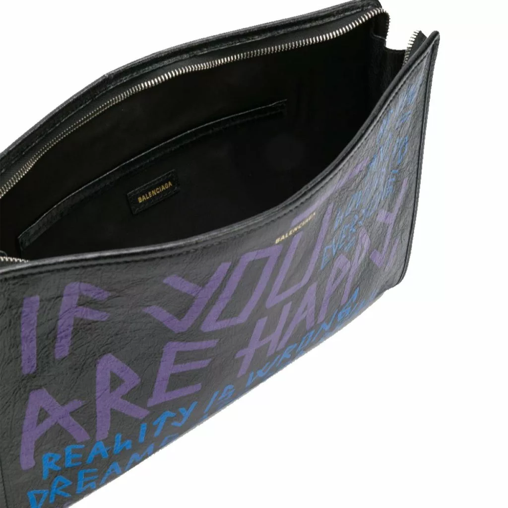 Balenciaga Bazar Graffiti Purple Blue Black Arena Leather Pouch Balenciaga Bazar Graffiti Purple Blue Black Arena Leather Pouch | Image 6