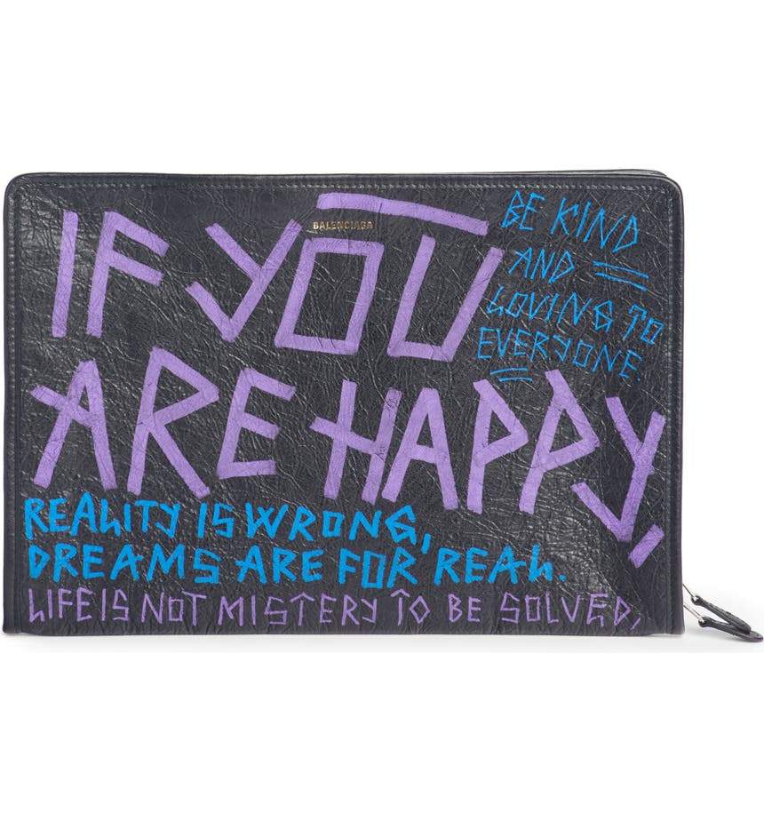 Balenciaga Bazar Graffiti Purple Blue Black Arena Leather Pouch Balenciaga Bazar Graffiti Purple Blue Black Arena Leather Pouch | Image 2