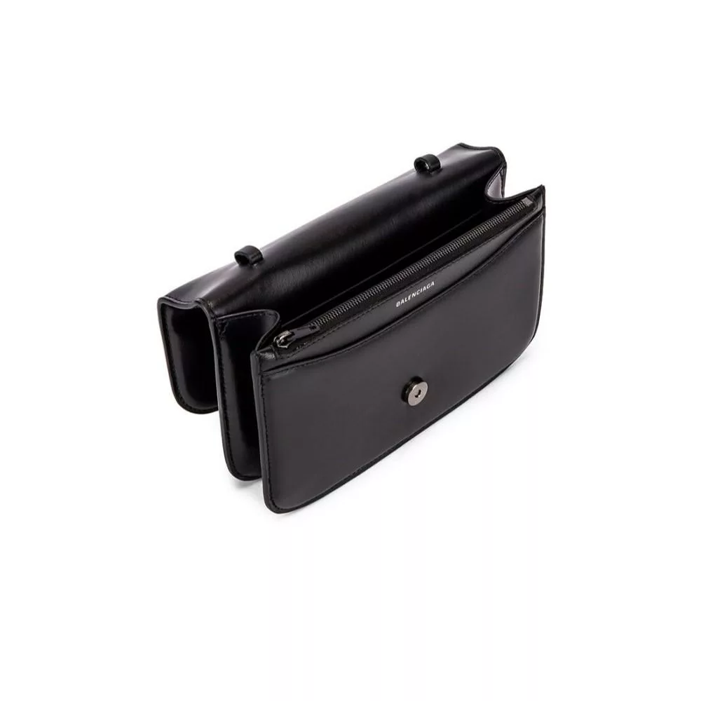Balenciaga Black Shiny Calfskin Leather Chain Wallet Shoulder Bag Balenciaga Black Shiny Calfskin Leather Chain Wallet Shoulder Bag | Image 6