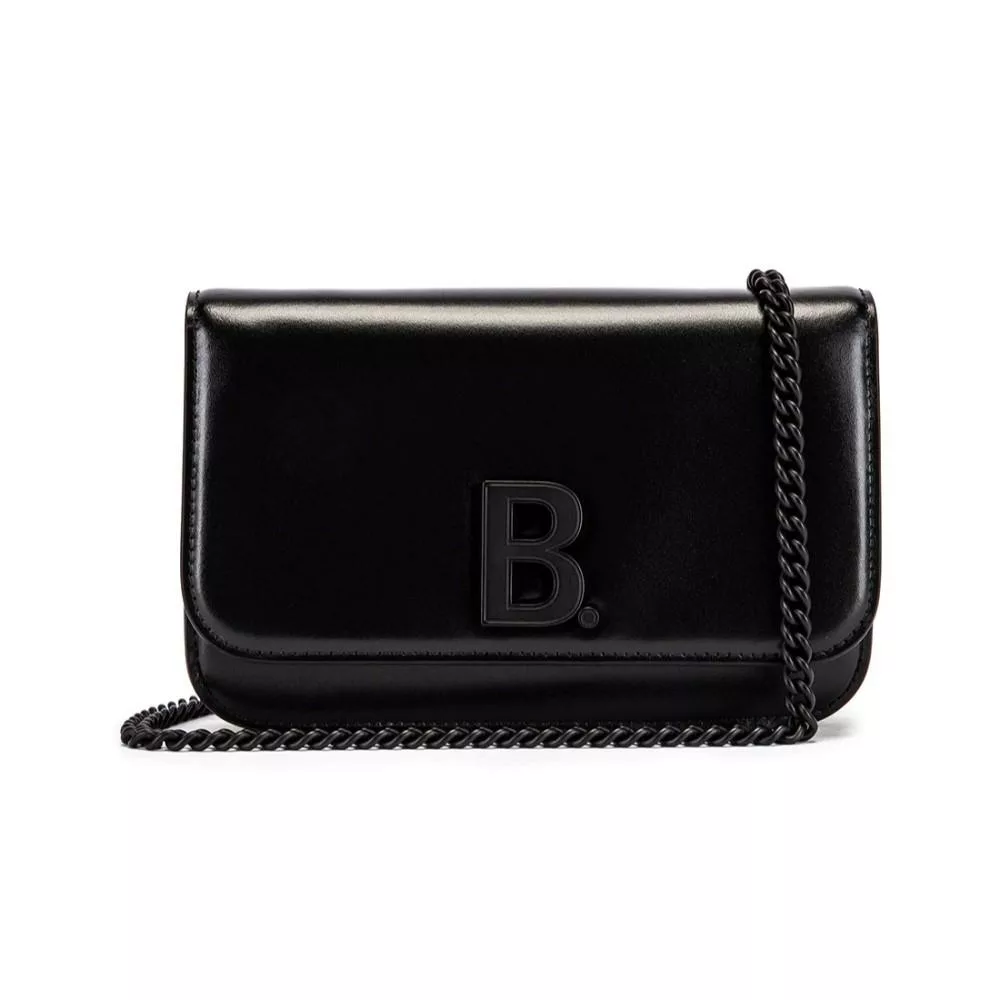 Balenciaga Black Shiny Calfskin Leather Chain Wallet Shoulder Bag Balenciaga Black Shiny Calfskin Leather Chain Wallet Shoulder Bag | Image 1