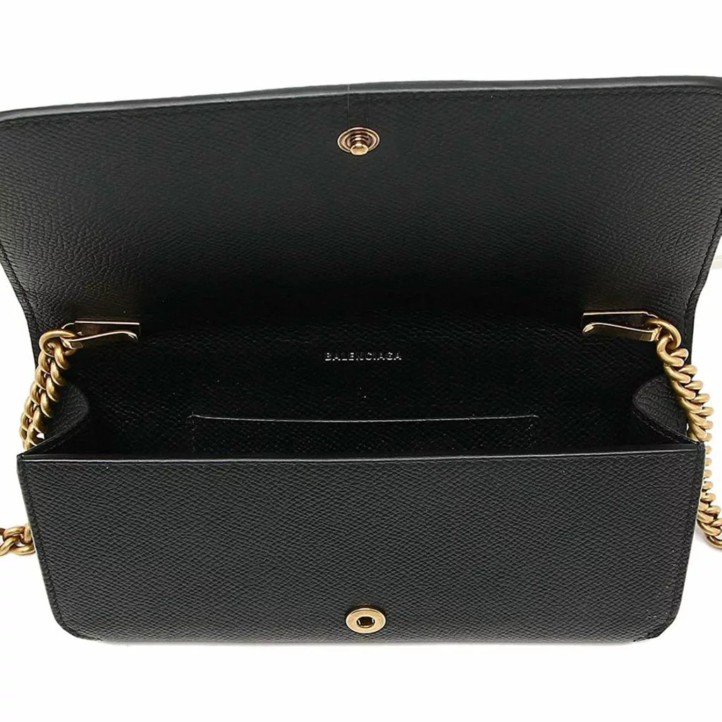 Balenciaga BB Grained Calfskin Black Wallet On Chain Cross Body Balenciaga BB Grained Calfskin Black Wallet On Chain Cross Body | Image 20