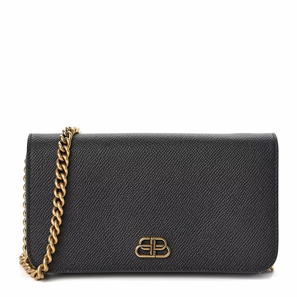 Balenciaga BB Grained Calfskin Black Wallet On Chain Cross Body Balenciaga BB Grained Calfskin Black Wallet On Chain Cross Body | Image 3