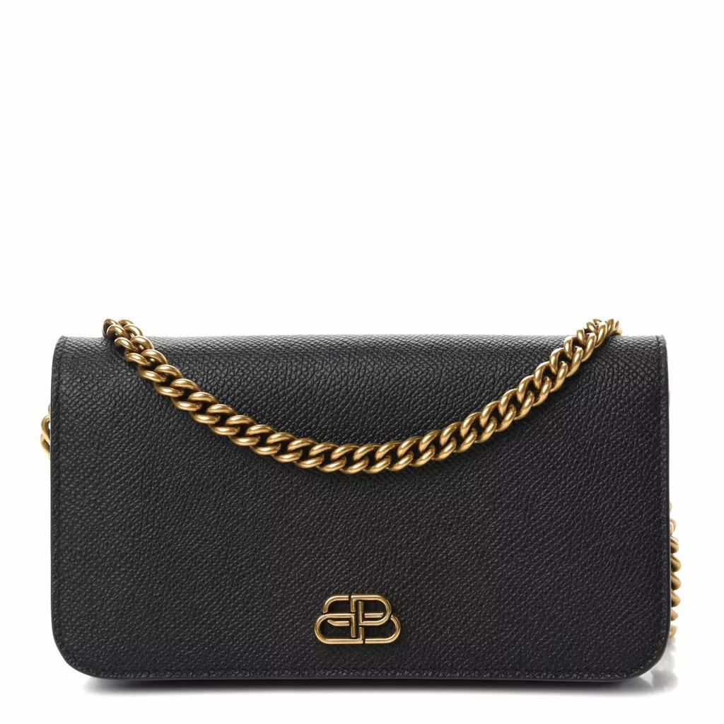 Balenciaga BB Grained Calfskin Black Wallet On Chain Cross Body Balenciaga BB Grained Calfskin Black Wallet On Chain Cross Body | Image 2