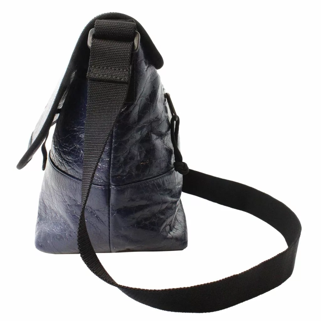 Balenciaga Arena Blue Lambskin Leather Flap Messenger Bag Balenciaga Arena Blue Lambskin Leather Flap Messenger Bag | Image 4