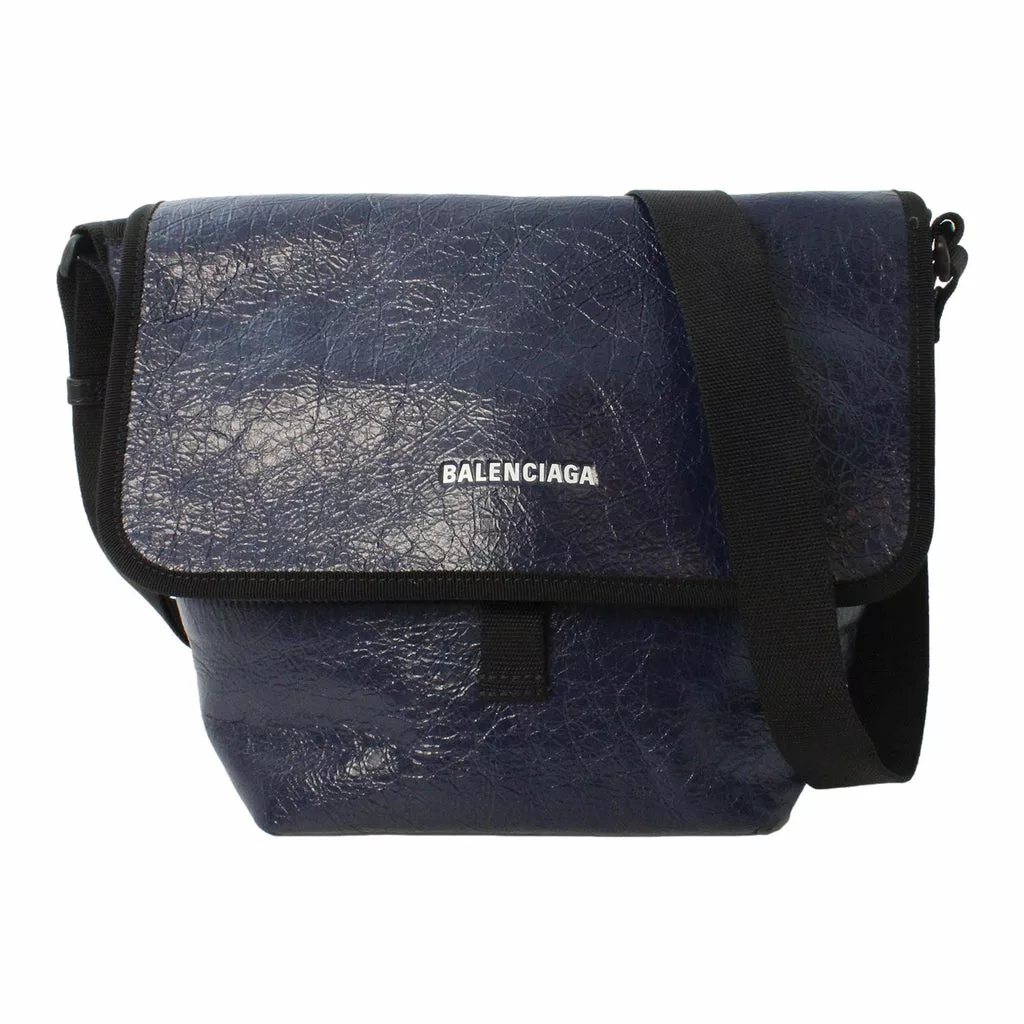 Balenciaga Arena Blue Lambskin Leather Flap Messenger Bag Balenciaga Arena Blue Lambskin Leather Flap Messenger Bag | Image 1
