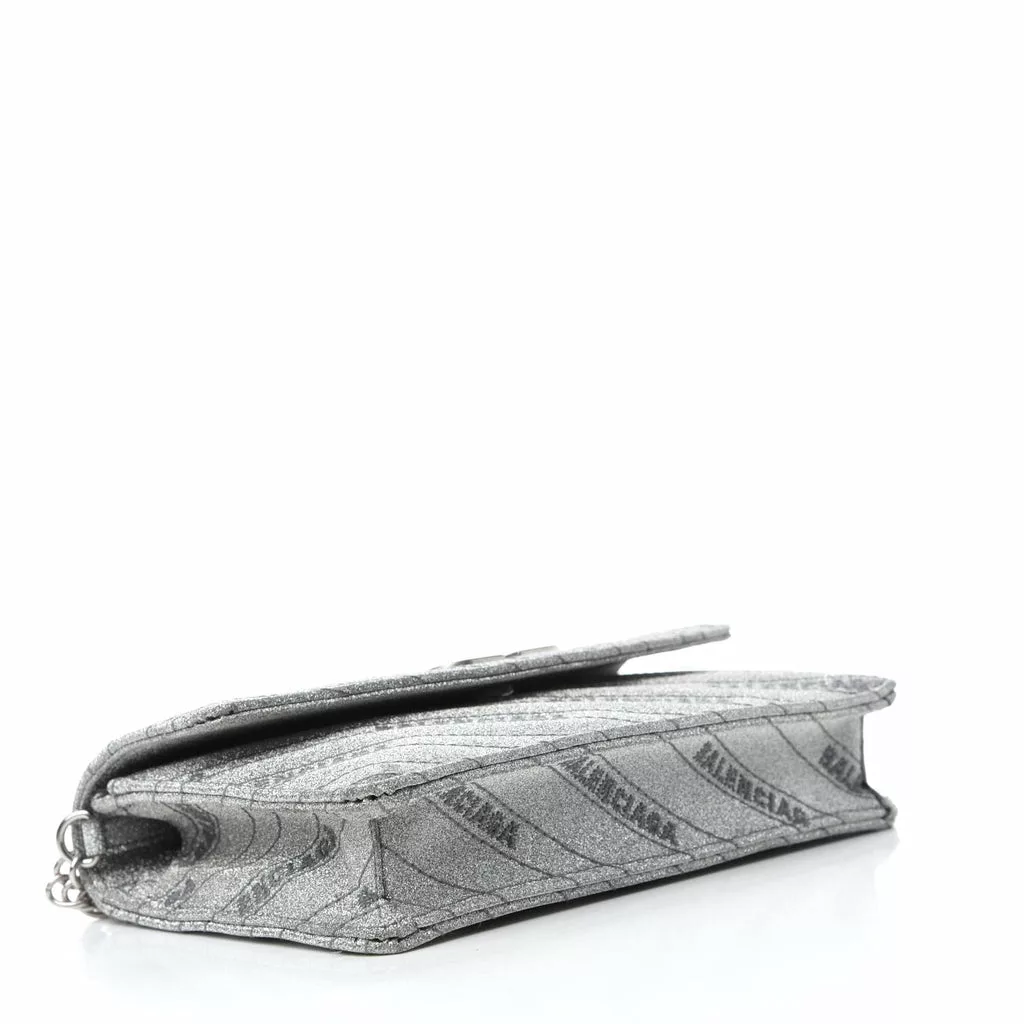 Balenciaga BB Silver Glittered Leather Wallet on Chain Bag Balenciaga BB Silver Glittered Leather Wallet on Chain Bag | Image 7