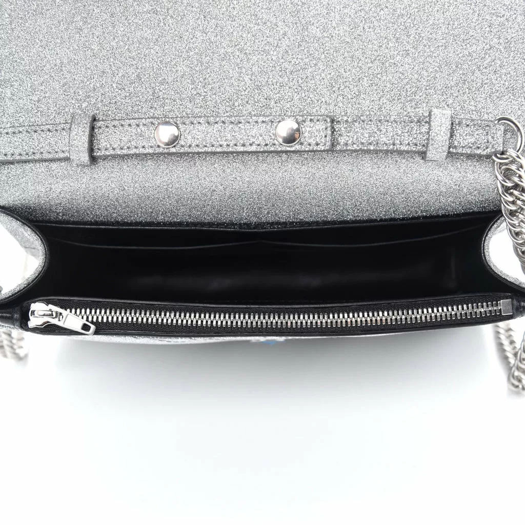 Balenciaga BB Silver Glittered Leather Wallet on Chain Bag Balenciaga BB Silver Glittered Leather Wallet on Chain Bag | Image 5