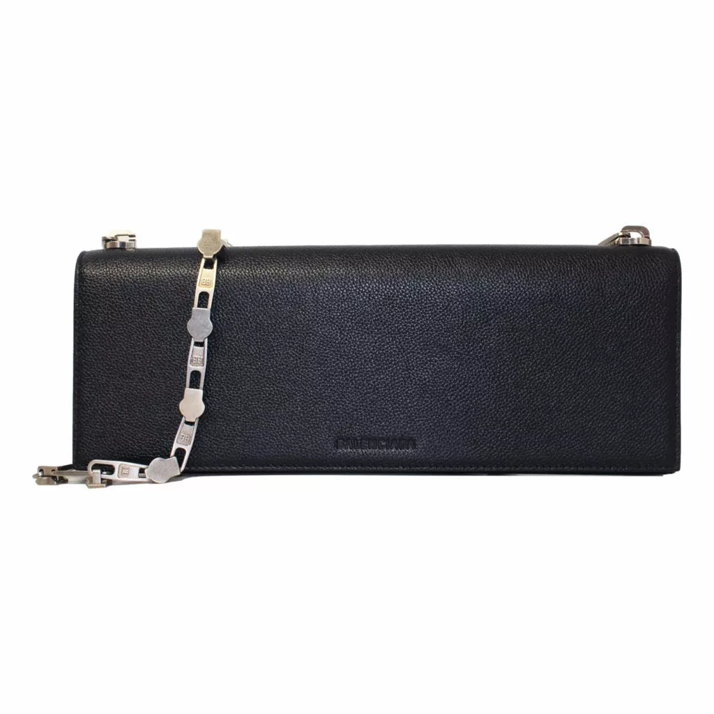 Balenciaga Essential Black Calfskin Leather Chain Shoulder Bag Balenciaga Essential Black Calfskin Leather Chain Shoulder Bag | Image 1