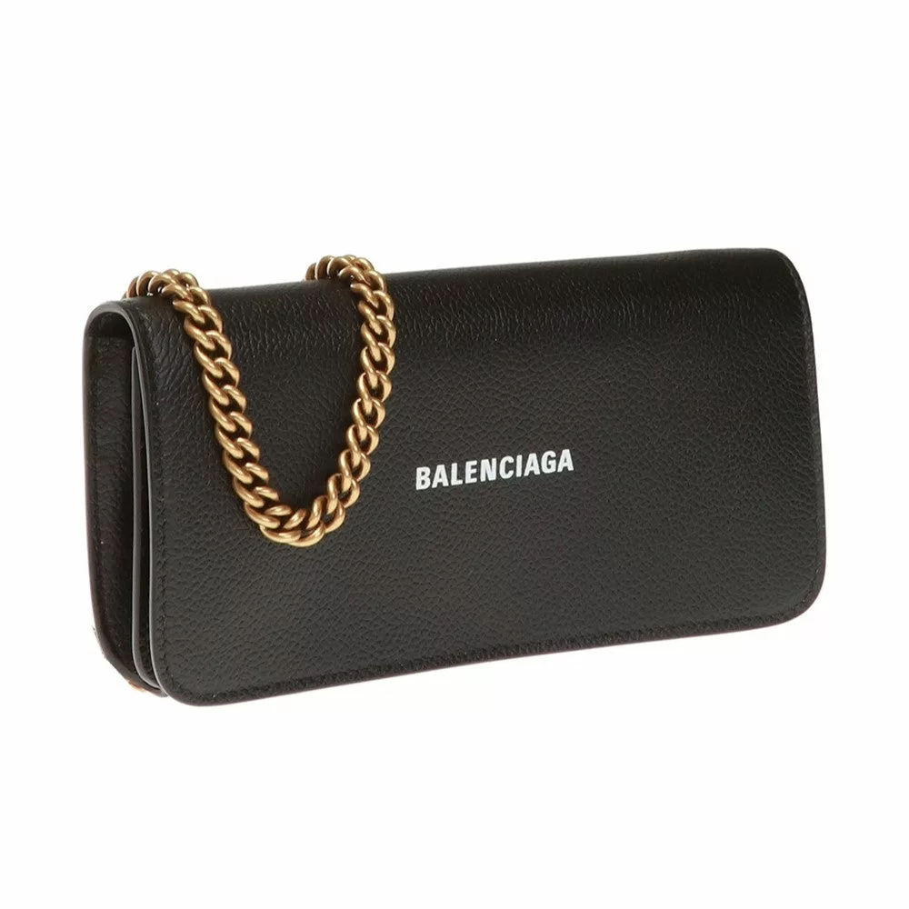 Balenciaga Everyday Black Leather Logo Chain Wallet Bag Balenciaga Everyday Black Leather Logo Chain Wallet Bag | Image 4