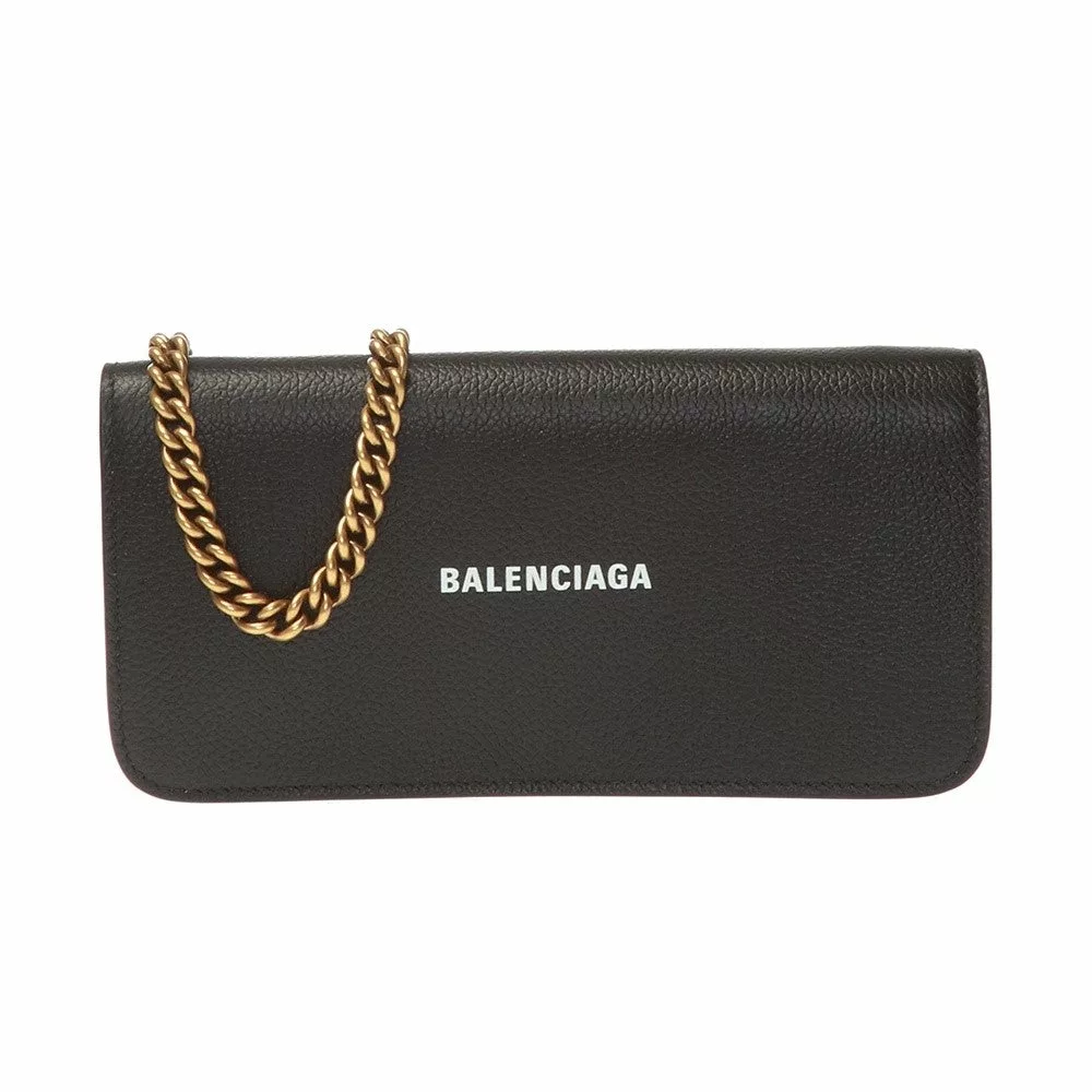Balenciaga Everyday Black Leather Logo Chain Wallet Bag Balenciaga Everyday Black Leather Logo Chain Wallet Bag | Image 2