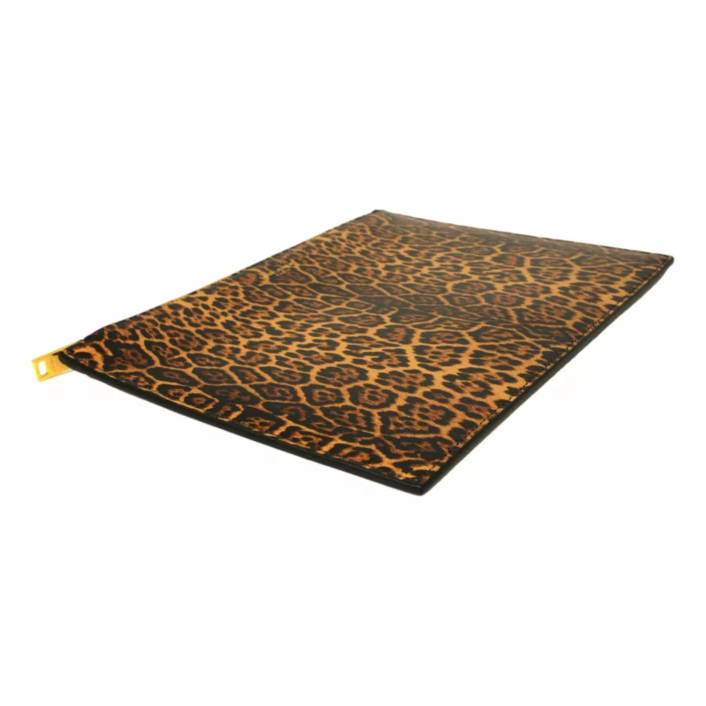 Saint Laurent Leopard Printed Calfskin Leather Medium Pouch Saint Laurent Leopard Printed Calfskin Leather Medium Pouch | Image 4