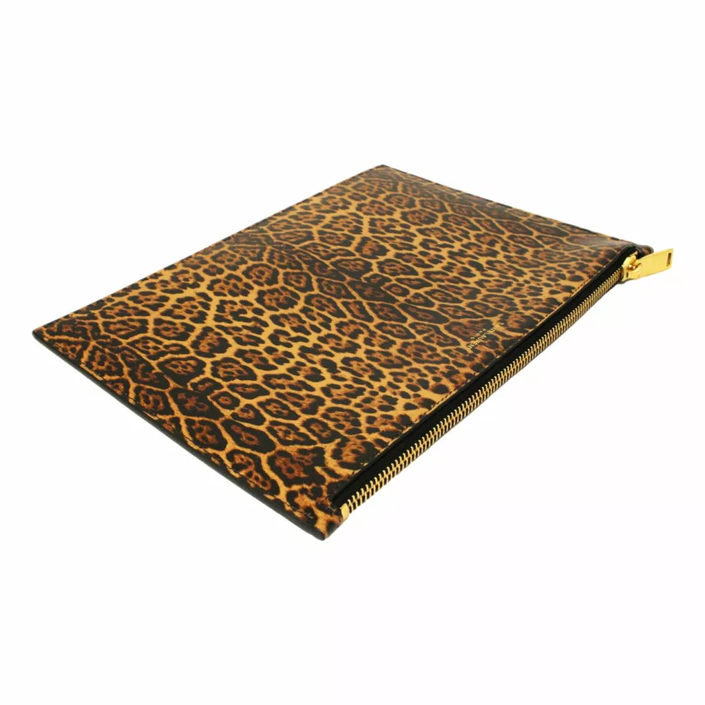 Saint Laurent Leopard Printed Calfskin Leather Medium Pouch Saint Laurent Leopard Printed Calfskin Leather Medium Pouch | Image 5
