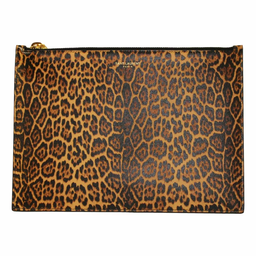 Saint Laurent Leopard Printed Calfskin Leather Medium Pouch Saint Laurent Leopard Printed Calfskin Leather Medium Pouch | Image 2