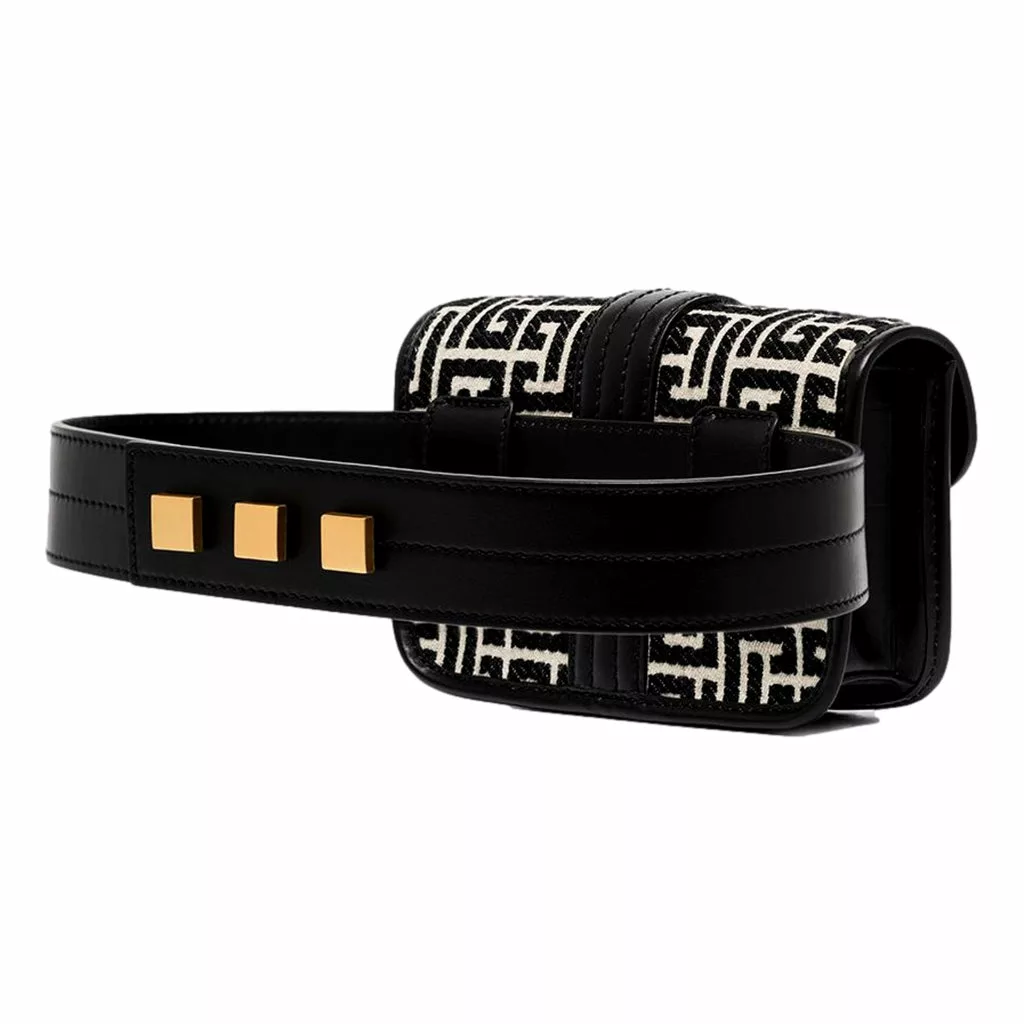 Balmain 1945 Monogram Jacquard Belt Bag Black Balmain 1945 Monogram Jacquard Belt Bag Black | Image 6