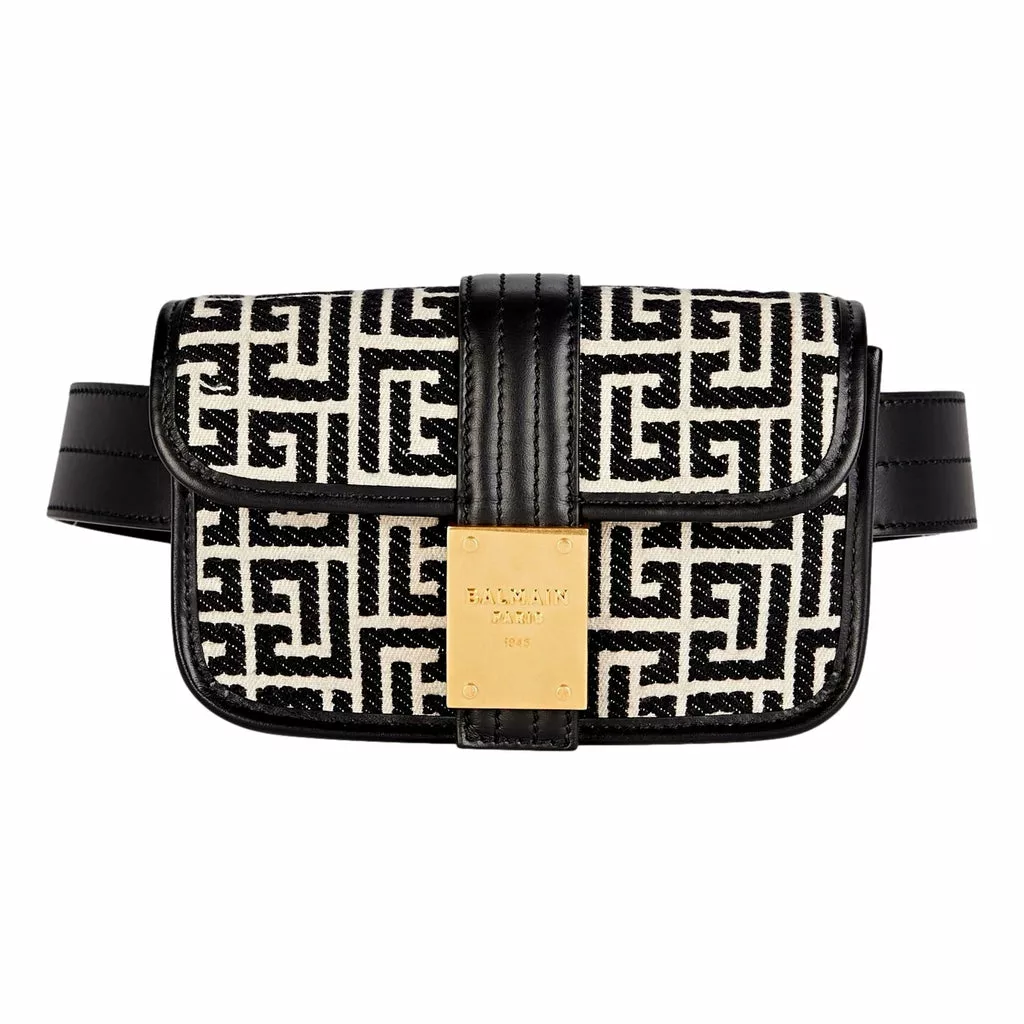 Balmain 1945 Monogram Jacquard Belt Bag Black Balmain 1945 Monogram Jacquard Belt Bag Black | Image 2
