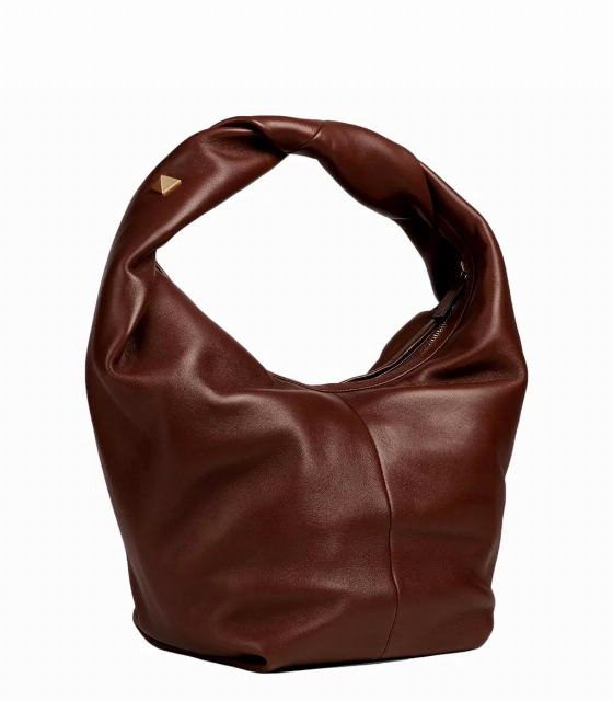 Valentino Garavani Roman Stud Twisted Brown Leather Shoulder | Image 1