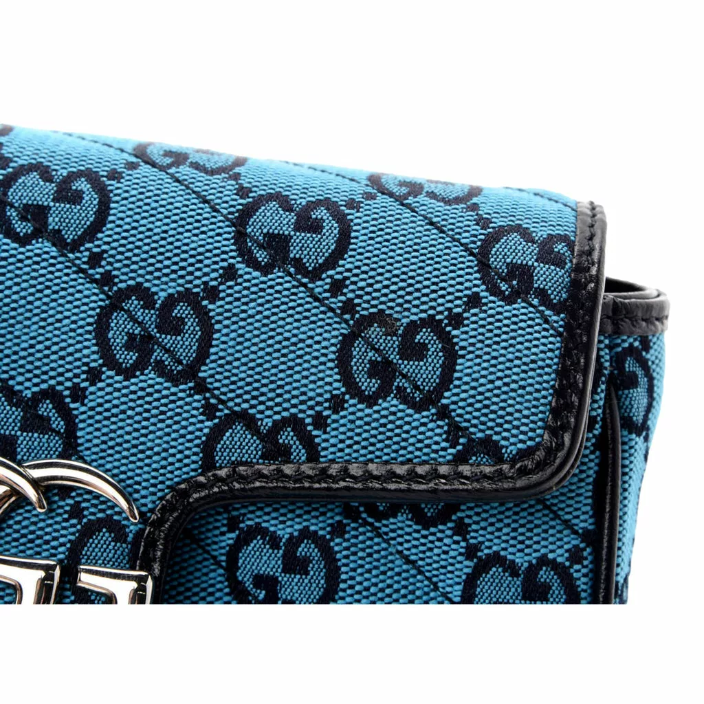 Gucci Flap Marmont Matelasse Blue Printed Canvas Shoulder Bag Gucci Flap Marmont Matelasse Blue Printed Canvas Shoulder Bag | Image 7