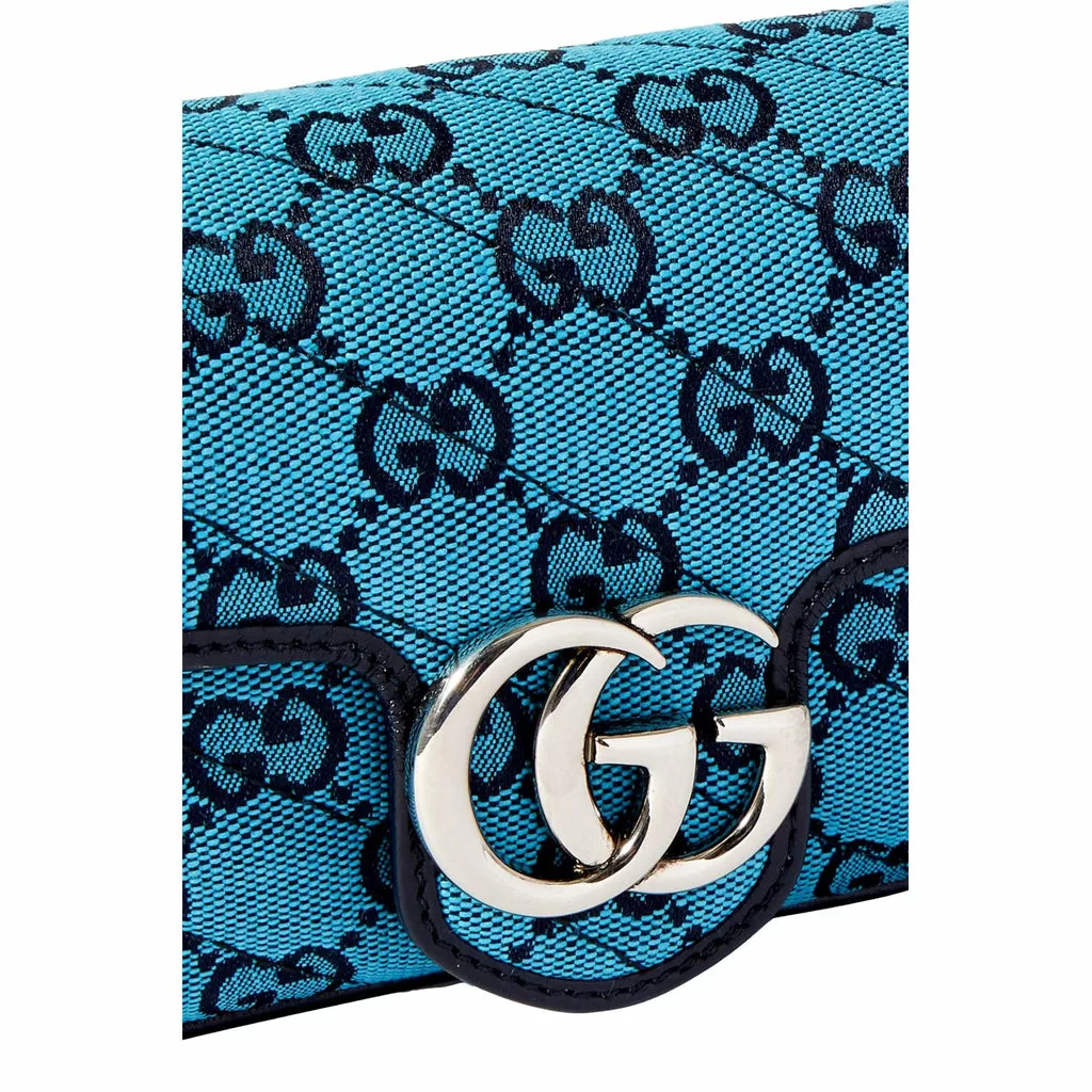 Gucci Flap Marmont Matelasse Blue Printed Canvas Shoulder Bag Gucci Flap Marmont Matelasse Blue Printed Canvas Shoulder Bag | Image 6